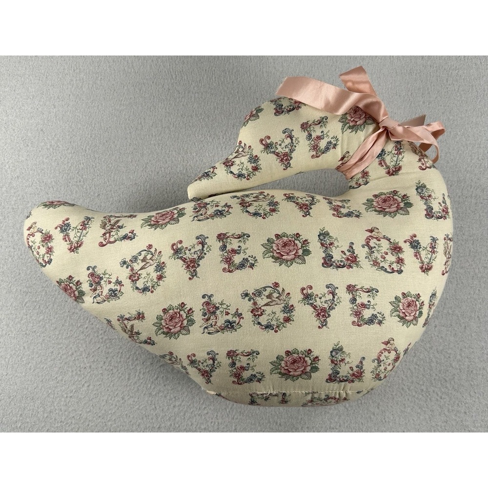 VTG Goose Swan Shaped Throw Pillow or Doorstop 16"x11" LOVE Cottagecore
